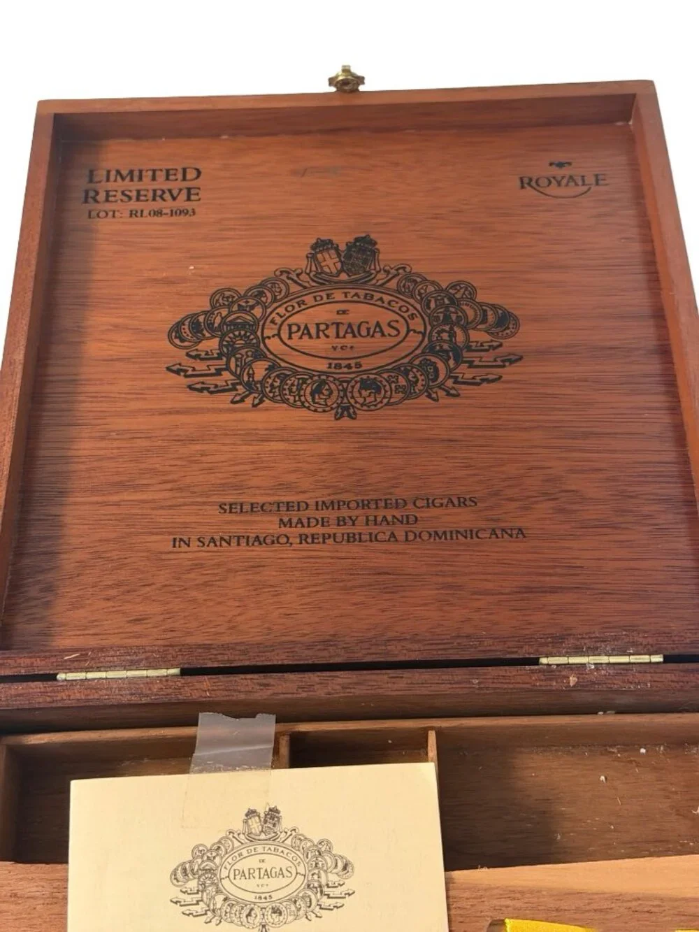 Vintage Partagas Limited Reserve Royale Cigar Box Wooden Humidor Presentation Bo